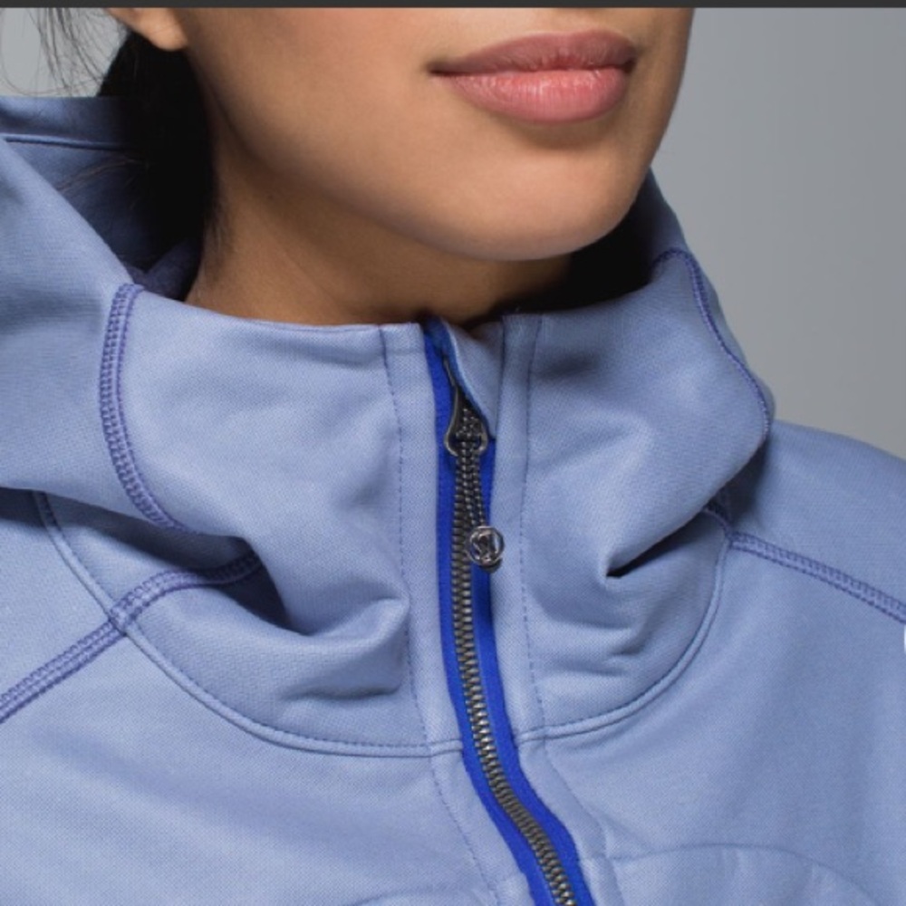 Lululemon On The Daily Hooded PU Coated Heathered Denim Harbor Blue Size 10 - Picture 2 of 16